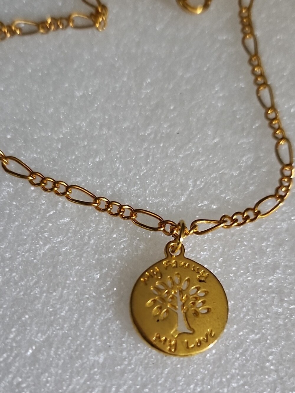 Hand Crafted Gold Tree of Life Charm Bracelet / Anklet "My Family My Love"